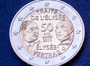 2-Euro-Jubiläumsmünze zum 50. Jahrestag des Elyséevertrags (Foto. Arnold)